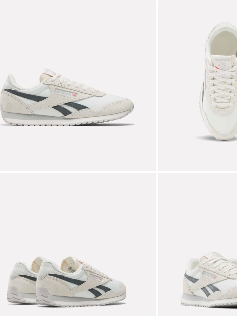 Reebok Classic Low-Profile Sneakers in White, Light Gray & Black